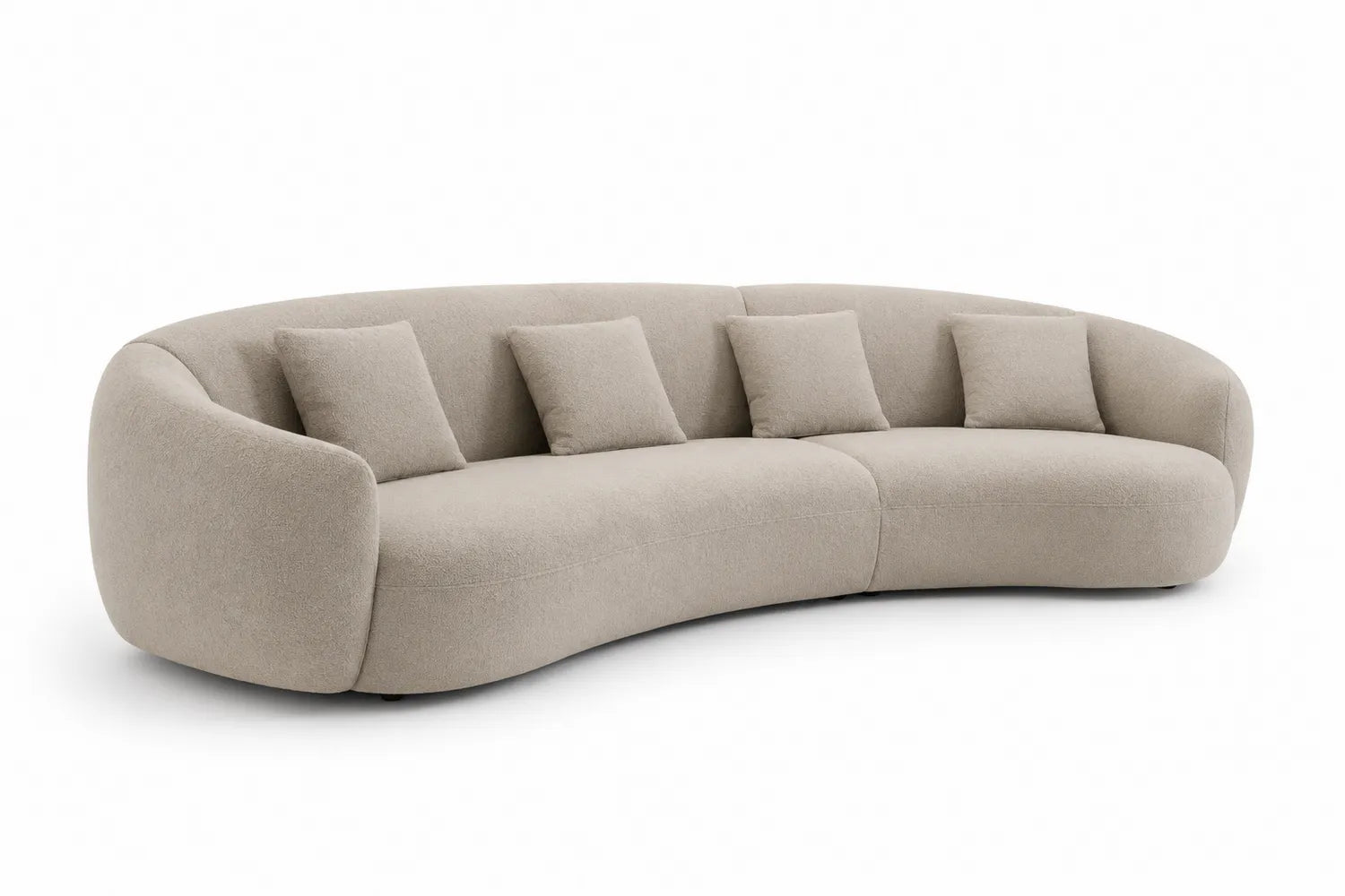 Canapé courbé en tissu polyester Beige 5 places