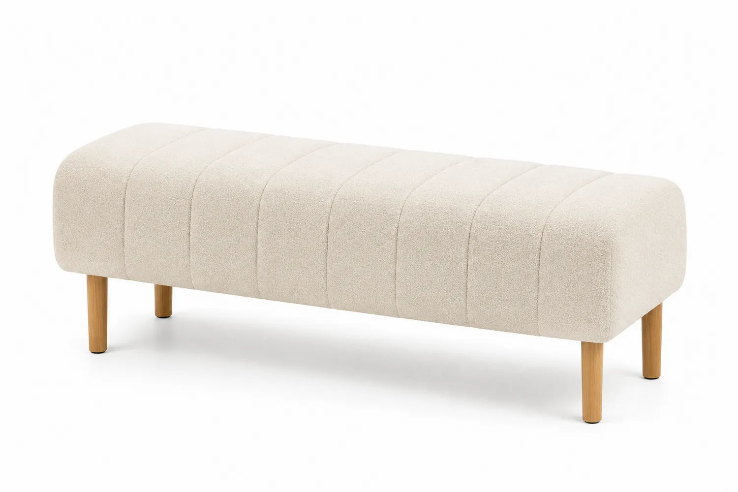Banc rectangulaire en tissu avec pieds en bois