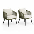 Lot de 2 fauteuils en corde et aluminium Vert et Beige