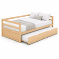 Lit gigogne en bois de pin avec tiroir et matelas 200x90 cm Bois Naturel