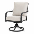 Chaise pivotante extérieure métal coussins polyester noir beige