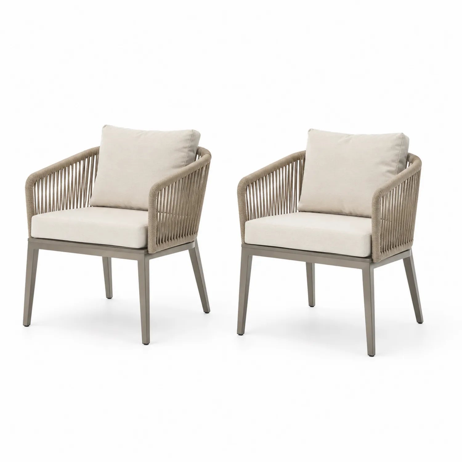 Set de 2 chaises en aluminium et corde polyester beige