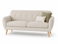 Canapé 2 places tissu polyester Beige pieds en bois