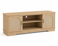 Meuble TV en MDF et rotin naturel 120x40x50 cm